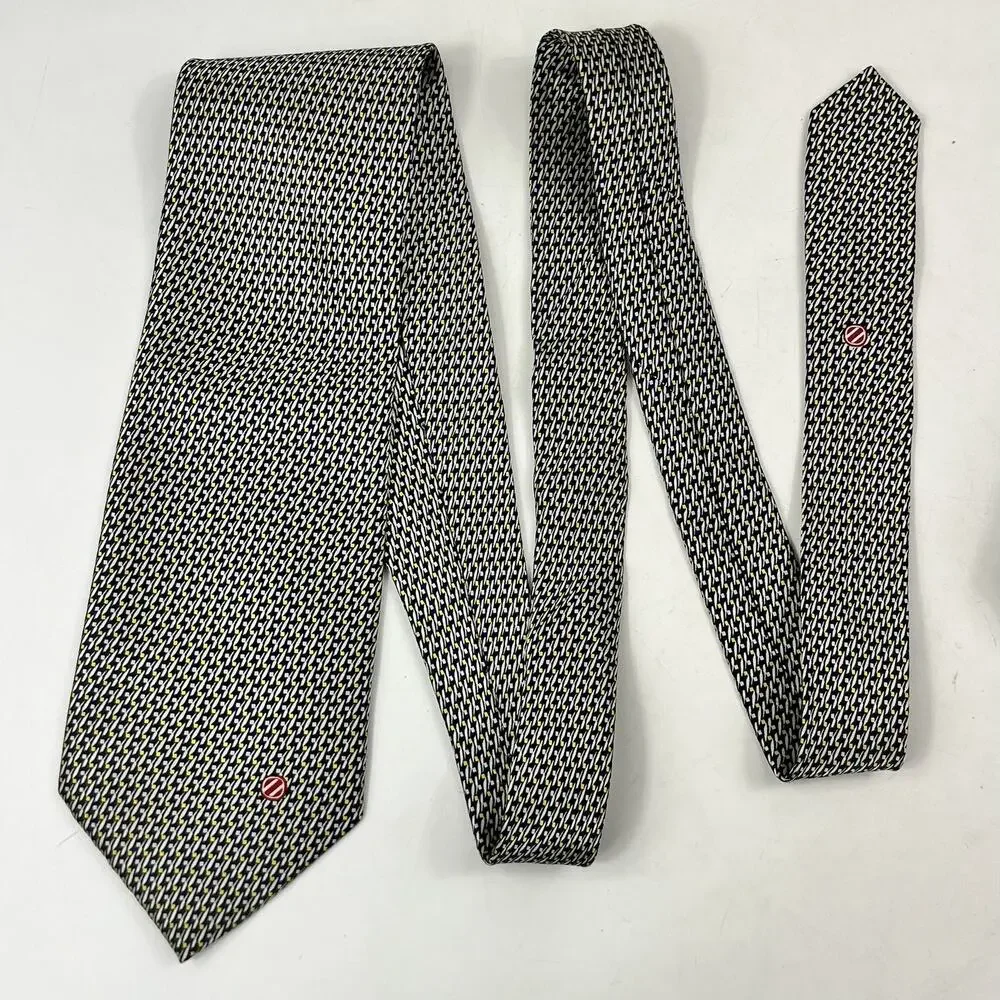 Ermenegildo Zegna Mens Tie Traditional Modern Geometric Print Silk Classic Cut